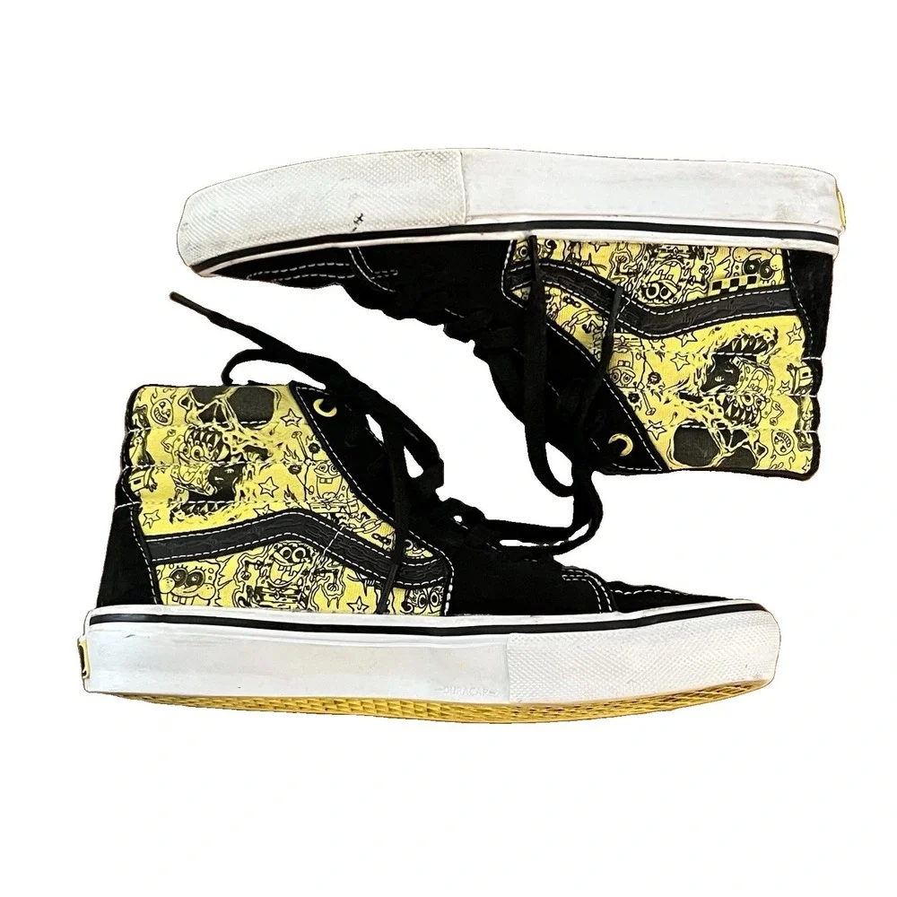 Vans x SpongeBob Gigliotti Sk8-Hi High Top Skate Shoes Mens 7.5 Yellow Black HTF